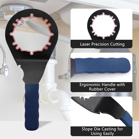 Sink Drain Wrench Universal Under Sink Wrench Faucet Tool Fit for Hex Nuts and All 4, 6 and 8 Tab Locking Nuts on strainer drains Loosen and Tighten the Filter Lock Nut in Saudi Arabia