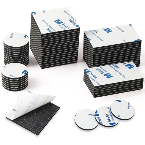 UPINS Double Sided Foam Tape, 60 Pcs Double Sided Tape Heavy Duty Strong Adhesive Double Sided Mounting Tape for Walls Picture Poster Crafts Black (Round, Square & Rectangle) in Saudi Arabia