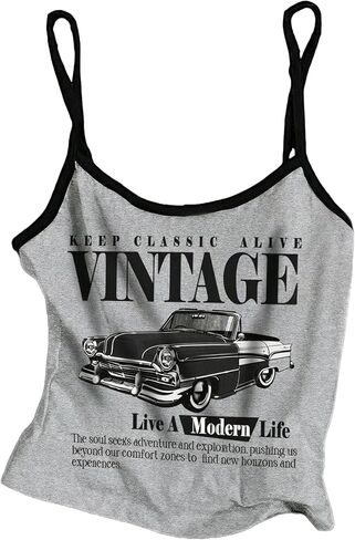 OYOANGLE Girl's Letter Graphic Cropped Cami Top Sleeveless Spaghetti Strap Camisole Y2K Tops in Saudi Arabia