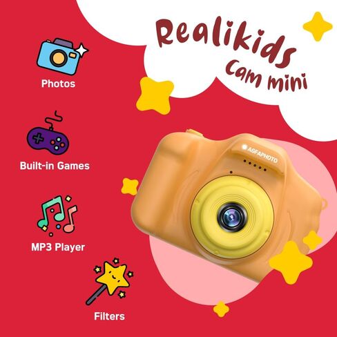 Agfa Photo Realikids Cam Mini - كاميرا للأطفال ، صور وفحص فيديو ، شاشة شاشة LCD 2 بوصة ، مضادة للانتشار ، مرشحات الصور ، بطارية الليثيوم - الأزرق in Kuwait