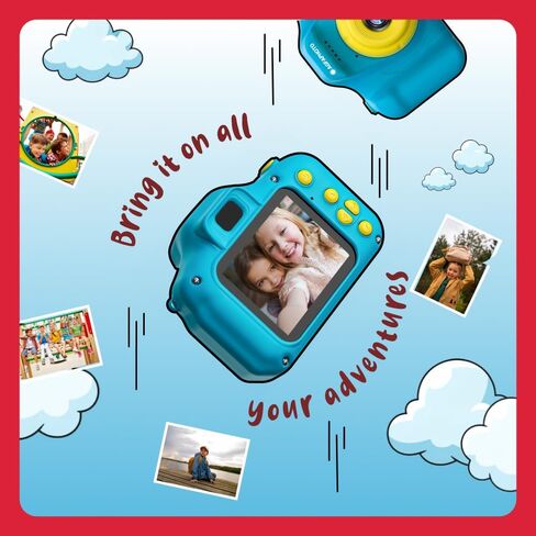 Agfa Photo Realikids Cam Mini - كاميرا للأطفال ، صور وفحص فيديو ، شاشة شاشة LCD 2 بوصة ، مضادة للانتشار ، مرشحات الصور ، بطارية الليثيوم - الأزرق in Kuwait