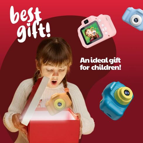 Agfa Photo Realikids Cam Mini - كاميرا للأطفال ، صور وفحص فيديو ، شاشة شاشة LCD 2 بوصة ، مضادة للانتشار ، مرشحات الصور ، بطارية الليثيوم - الأزرق in Kuwait