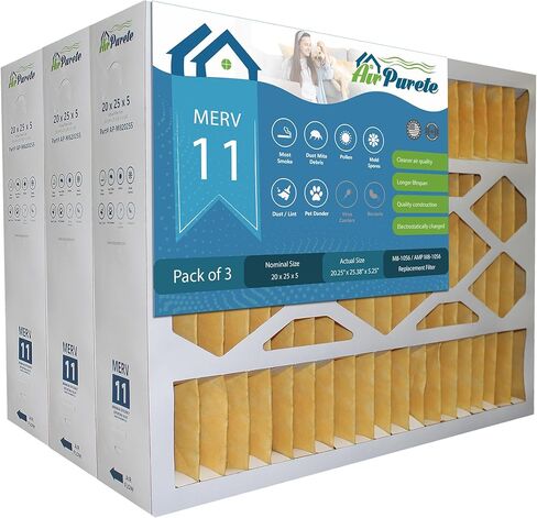 فلتر بديل M8-1056 | إيربوريت AP-M820255 | الحجم الفعلي 20-1/4" x 25-3/8" x 5-1/4" (20x25x5) | Merv 11 | حزمة من 3 | صُنعت في كندا in Kuwait