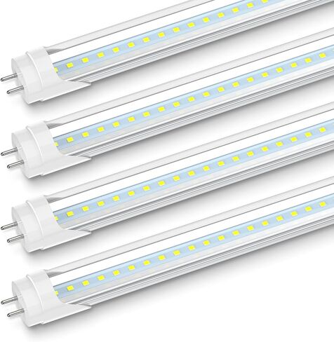 JESLED 2FT LED أنبوب ضوء، T8 T10 T12 نوع B لمبة إضاءة LED، 10W (24W يعادل)، 5000K ضوء النهار، 1120LM، 24 بوصة F20T12 استبدال الفلورسنت، إزالة الصابورة، طاقة مزدوجة الأطراف، غطاء شفاف (4 عبوات) in Kuwait
