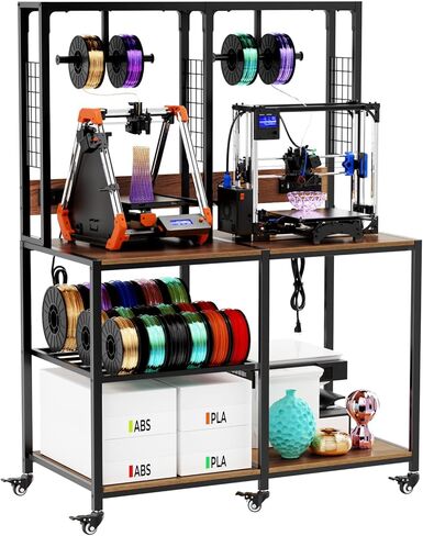 3D Printer Stand with Filament Storage, Heavy-Duty Metal Frame, T-Type Filament Holder, Built-in Power Panel, Open Frame Printer Workstation for Home & Workshop in Saudi Arabia