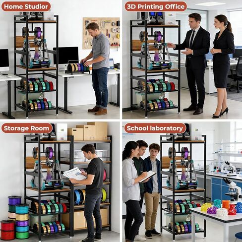3D Printer Stand with Filament Storage, Heavy-Duty Metal Frame, T-Type Filament Holder, Built-in Power Panel, Open Frame Printer Workstation for Home & Workshop in Saudi Arabia