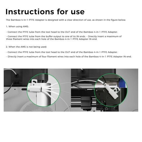 Bamboo Original 4-in-1 PTFE Adapter,Filament Bowden Tube Expansion Port,AMS Connect 4 Feeding Modules for Bambu lab X1 Series/P1 Series/H2D/H2S 3D Printers in Saudi Arabia
