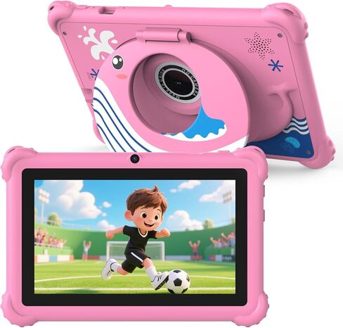الأطفال اللوحي 7 بوصة Android 12.0 Edition Toddler ، شاشة IPS ، RAM 4GB 32GB ROM ، Bluetooth ، أدوات التحكم في الوالدين ، الكاميرا المزدوجة ، حالة رائعة للألعاب التعليمية. in Kuwait