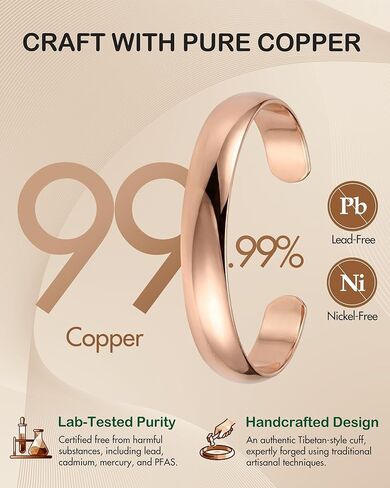 Feraco Pure Copper Bracelets for Women & Men, 99.99% Real Copper Tibetan Cuff Bangle, Adjustable Handmade Jewelry Gift in Saudi Arabia