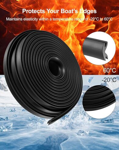 Boat Rub Rail Vinyl Insert, 50.85 FT Flexible Black PVC Rub Rail Trim, 3/4 x 3/8 Inch Marine Edge Protection for Boats in Saudi Arabia