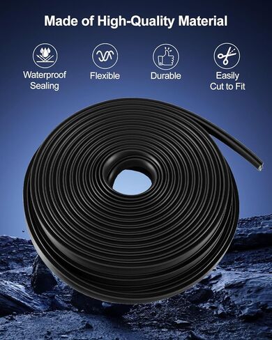 Boat Rub Rail Vinyl Insert, 50.85 FT Flexible Black PVC Rub Rail Trim, 3/4 x 3/8 Inch Marine Edge Protection for Boats in Saudi Arabia