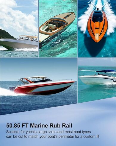 Boat Rub Rail Vinyl Insert, 50.85 FT Flexible Black PVC Rub Rail Trim, 3/4 x 3/8 Inch Marine Edge Protection for Boats in Saudi Arabia