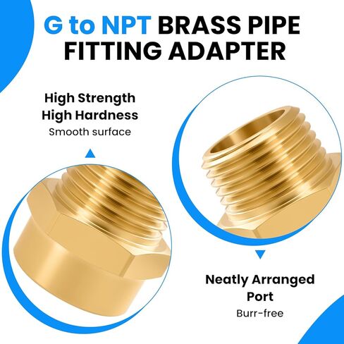 محول SDTC Tech 1/2 G (BSP) أنثى إلى 1/2 NPT ذكر، موصل محول ملولب BSP إلى NPT، خيط G من النحاس المعدني الصناعي إلى محول تركيبات الأنابيب (عبوتان) in Saudi Arabia