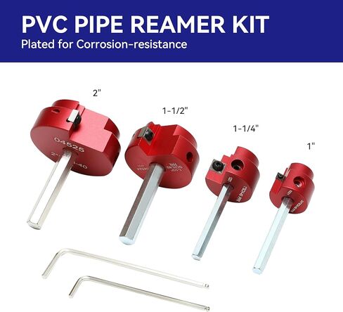 HFS(R) 4 Pcs PVC Pipe Reamer Tool, 1",1-1/4",1-1/2",2" - Fits 1/2" Drill, PVC Fitting Saver & Plastic Pipe Fitsting Reamer Socket Saver Plumbing Tool for Schedule 40 Plastic Pipes in Saudi Arabia