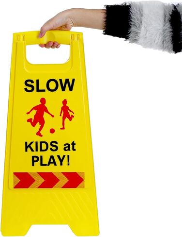 Covzoe 3 Pack Slow Down Signs, 24 Inch Double Sided Reflective Sign with Handle for Child Safety, Caution Children at Play Sign for Street, Sidewalk, Driveway, Park in Saudi Arabia