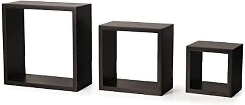 أرفف مكعبة حائطية عائمة من ميلانكو لغرفة النوم وغرفة المعيشة والحمام والمطبخ وغرفة الأطفال - خشب، مجموعة من 3 قطع، إسبرسو 2 in Kuwait