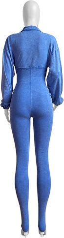 بذلة نسائية للتمرين بأكمام طويلة مثيرة ورقبة على شكل حرف V بدلة داخلية مضلعة قابلة للتمدد بلون سادة مريحة in Kuwait