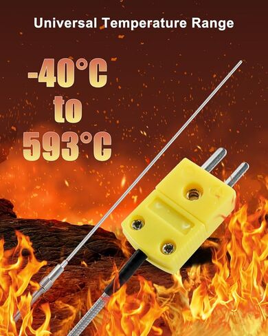 TL1918SL K-Type Thermocouple Probe، استبدال مستشعر درجة الحرارة عالي الدقة، مسبار من الفولاذ المقاوم للصدأ مقاس 12 بوصة × 0.13 بوصة مع كابل مضفر 40 بوصة، نطاق -40 درجة فهرنهايت إلى 1100 درجة فهرنهايت، عبوتان in Kuwait