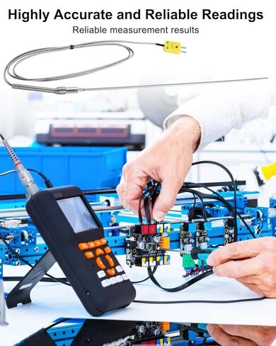 TL1918SL K-Type Thermocouple Probe، استبدال مستشعر درجة الحرارة عالي الدقة، مسبار من الفولاذ المقاوم للصدأ مقاس 12 بوصة × 0.13 بوصة مع كابل مضفر 40 بوصة، نطاق -40 درجة فهرنهايت إلى 1100 درجة فهرنهايت، عبوتان in Kuwait
