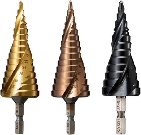 Step Drill Bit Cobalt Cone Hex Shank Drill Bits 1Pcs(M2 Coated,4-20mm(9 Steps)) in Saudi Arabia