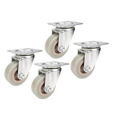 4 Pieces/lot 2 inch Flat Bottom PVC Military Green Gray Swivel Wheels Silent and Durable Mobile Trolley in Saudi Arabia