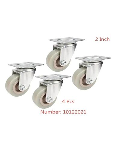 4 Pieces/lot 2 inch Flat Bottom PVC Military Green Gray Swivel Wheels Silent and Durable Mobile Trolley in Saudi Arabia