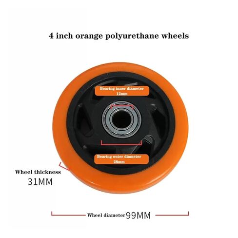 4 Pieces/lot 4-inch Polyurethane Orange Blossom Single Wheel wear-Resistant Trolley with Double Bearings in Saudi Arabia