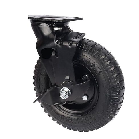 1 piece Heavy Duty 8 inch Pneumatic Rubber Wheel Side Brake air Hotel Luggage Trolley Caster in Saudi Arabia