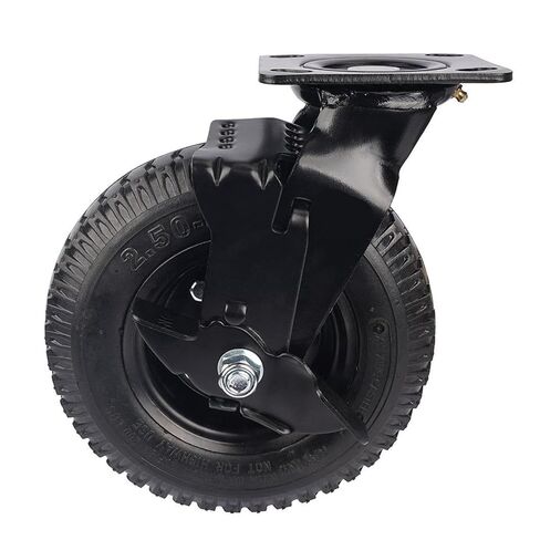 1 piece Heavy Duty 8 inch Pneumatic Rubber Wheel Side Brake air Hotel Luggage Trolley Caster in Saudi Arabia