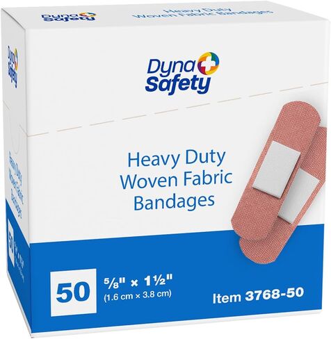 Dynarex Sterile Adhesive Heavy Duty Woven Fabric Bandages - 5/8" x 1.5" Flexible Wound Dressing for Minor Cuts, Secure Fit with Non-Stick Pad, Box of 50 in Saudi Arabia