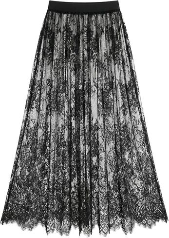 Tulle Mini Skirts Ladies 2 Length Long Tulle Skirt Elastic High Waist Womens Skirt (XL(50-57kg),80CM Black) in Saudi Arabia