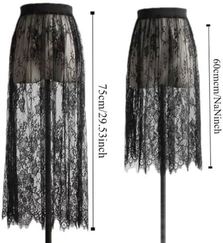 Tulle Mini Skirts Ladies 2 Length Long Tulle Skirt Elastic High Waist Womens Skirt (XL(50-57kg),80CM Black) in Saudi Arabia