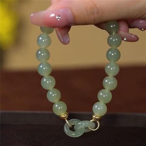 Chalcedony Bead Bracelet Vintage Bangle Jewelry Imitation Jade Women Accessories(1) in Saudi Arabia