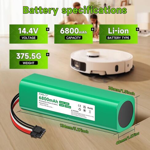 لبطارية Dreame X40 Ultra، بطارية بديلة عالية السعة 14.4 فولت 6800 مللي أمبير في الساعة لـ Dreame X40 Ultra / L40 Ultra / X40 Master / W20Pro Ultra / W20 Pro Ultra/Bot X30 Ultra / R2416-4S2P-HPLS in Saudi Arabia