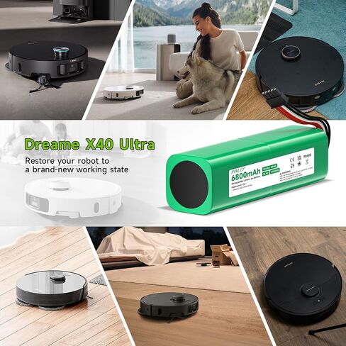 لبطارية Dreame X40 Ultra، بطارية بديلة عالية السعة 14.4 فولت 6800 مللي أمبير في الساعة لـ Dreame X40 Ultra / L40 Ultra / X40 Master / W20Pro Ultra / W20 Pro Ultra/Bot X30 Ultra / R2416-4S2P-HPLS in Saudi Arabia