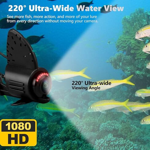 كاميرا الصيد تحت الماء HD1080P 4.3 بوصة IPS مع 5000 مللي أمبير في الساعة، [زعنفة زاوية 30 درجة ~ 150 درجة] كاميرا الصيد على الجليد تحت الماء هدية صيد الأسماك المحمولة تحت الماء للرجال، الأشعة تحت الحمراء، القوارب وصيد الأسماك، 65 قدمًا in Saudi Arabia