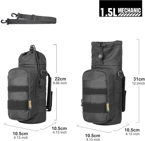 Rhinowalk Motorcycle Water Bottle Holder Bag Tactical Pouch with Drawstring Molle Insulated Bottle Bag to Keep Warm Cool in Saudi Arabia
