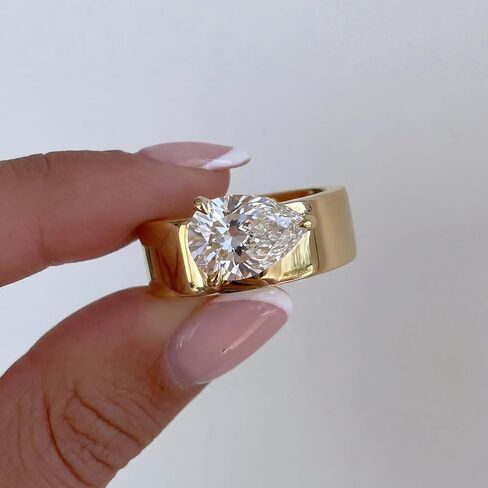Minimalist Teardrop Diamond Ring Simple Women's Rings Fashion Hand Jewelry Ideal for Wedding or Dates Fine Christmas Gifts in Saudi Arabia