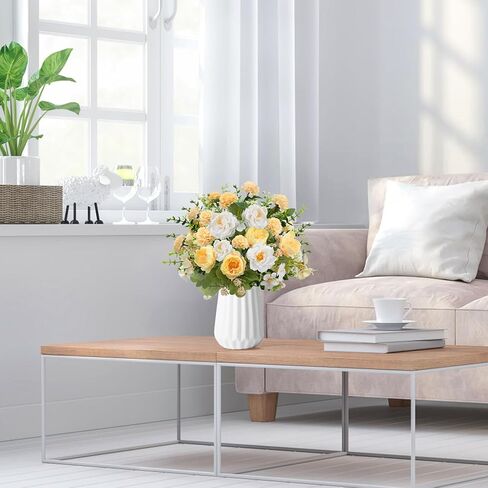 Artificial Flowers Silk Rose Peony Bouquets Red Pink Faux Flowers Spring Floral Arrangements for Home Wedding Bride Table Centerpiece Valentine's Day Decor in Kuwait