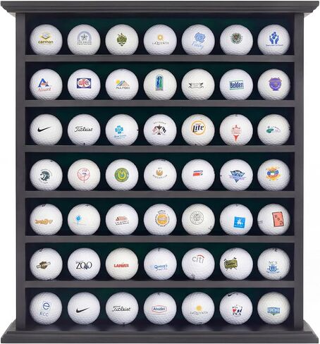 25 علبة عرض كرة جولف مثبتة على الحائط - حامل كرة جولف من خشب الماهوجني مع دعامة مخملية خضراء، فتحات مضادة للسقوط، لا حاجة إلى تجميع لهدايا ومقتنيات الجولف التذكارية in Kuwait