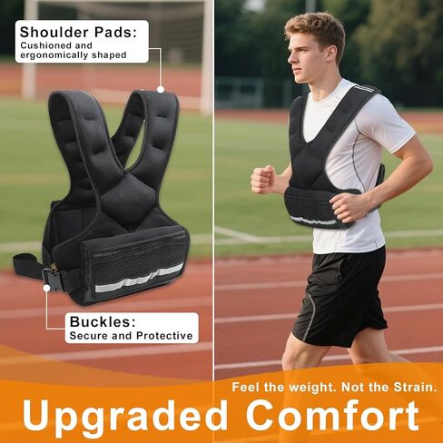 Weighted Vest Men & Women, 5lb/10 lb Adjustable Weighted Vest with Reflective Stripe, for Workout, Strength Training, Running, Fitness, Muscle Building, Weight Loss,Weightlifting in Saudi Arabia
