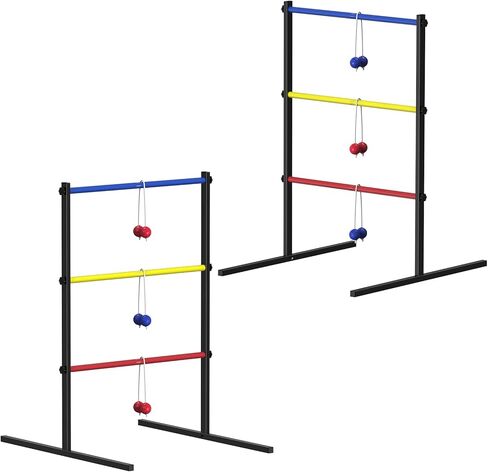 Ladder Toss Game Set, 2 Pack Ladder Ball Rack with 6 Bolas, Portable Outdoor Games Set are Suitable for Backyards, Lawns, Beaches, Camping, Game Parties with Family Friends, 24''L X 29.5''W X 37''H in Kuwait