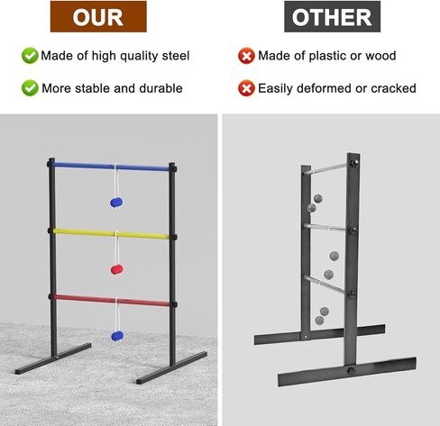 Ladder Toss Game Set, 2 Pack Ladder Ball Rack with 6 Bolas, Portable Outdoor Games Set are Suitable for Backyards, Lawns, Beaches, Camping, Game Parties with Family Friends, 24''L X 29.5''W X 37''H in Kuwait