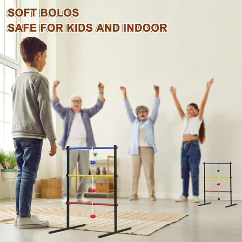 Ladder Toss Game Set, 2 Pack Ladder Ball Rack with 6 Bolas, Portable Outdoor Games Set are Suitable for Backyards, Lawns, Beaches, Camping, Game Parties with Family Friends, 24''L X 29.5''W X 37''H in Kuwait