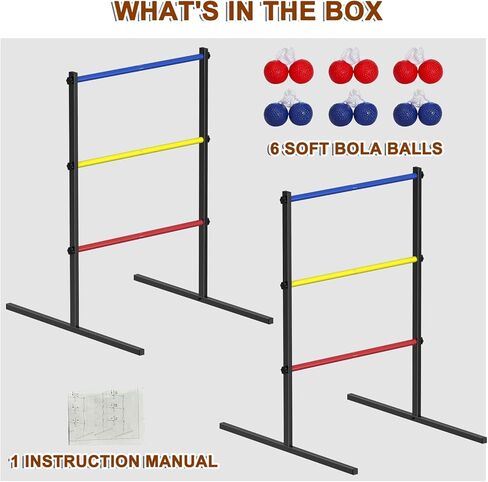 Ladder Toss Game Set, 2 Pack Ladder Ball Rack with 6 Bolas, Portable Outdoor Games Set are Suitable for Backyards, Lawns, Beaches, Camping, Game Parties with Family Friends, 24''L X 29.5''W X 37''H in Kuwait