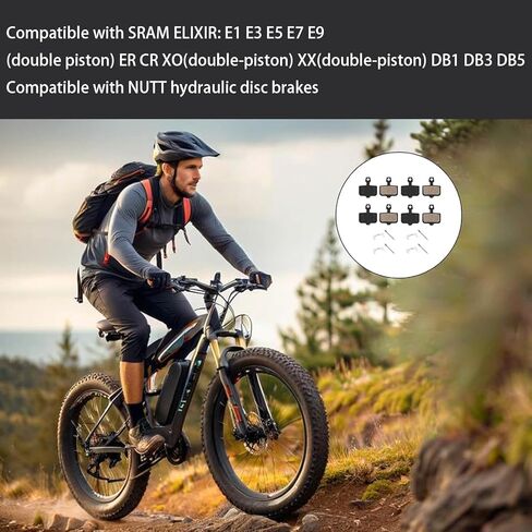 4 أزواج من وسادات فرامل قرص الدراجة متوافقة مع SRAM Avid Elixir E1 E3 E5 E7 E9 ER CR XO XX DB1 DB3 DB5، وسادات فرامل دراجة MTB شبه معدنية لفرامل القرص الهيدروليكي، راتنج متين لركوب الدراجات الجبلية in Kuwait