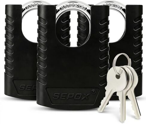 قفل خارجي عالي التحمل من SEPOX مع مفتاحين - قفل وسادة بمفتاح 3-3/16 بوصة للبوابة والسياج - قفل مقاوم للصدأ مقاوم للماء للسقيفة وصندوق الأدوات ووحدة التخزين in Kuwait