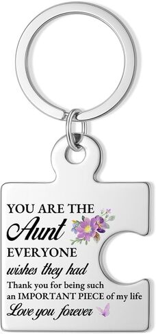 Aunt Gifts from Niece Nephew, Auntie Puzzle Keychain Birthday Mothers Day Christmas Gifts for Aunts Aunties, Best Aunt Ever Gift - Black in Saudi Arabia