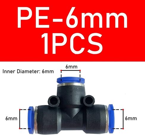 1Pcs PE Air Connectors Hose Connection Air Fitting 3Way Quick Coupling Pneumatic Fittings 4/6/8/10/12/14/16Mm(PE6) in Kuwait