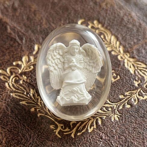 Guardian Angel Worry Stone، رمز جيب بوليريسين شفاف للراحة والشفاء، هدية تعاطف ديني للفجيعة أو تخفيف القلق، 1.5 بوصة in Kuwait